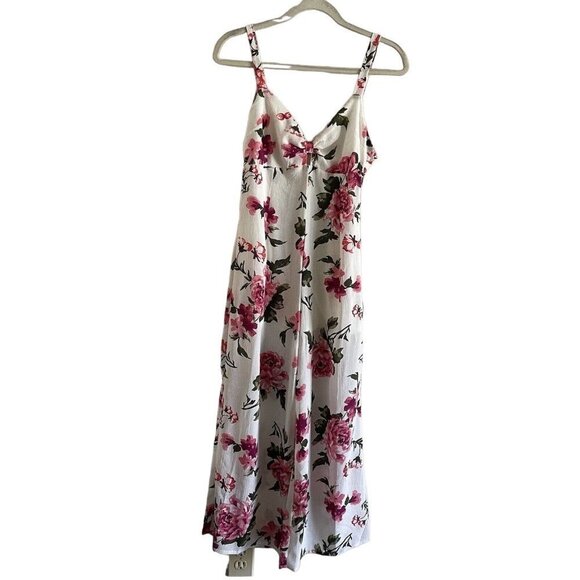 Forever 21 Favlux Women SZ M Ivory Floral Twist Front Top Strappy Jumpsuit NWT - Picture 1 of 10